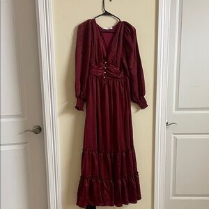 Altar'd State Deep Red Long Sleeve Dress
